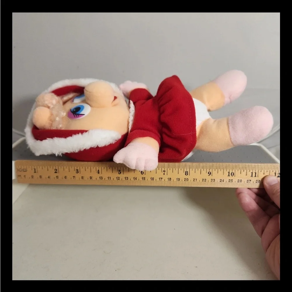 VTG Jim Henson’s Muppet Babies Christmas Baby Miss Piggy In Red Dress Plush Toy